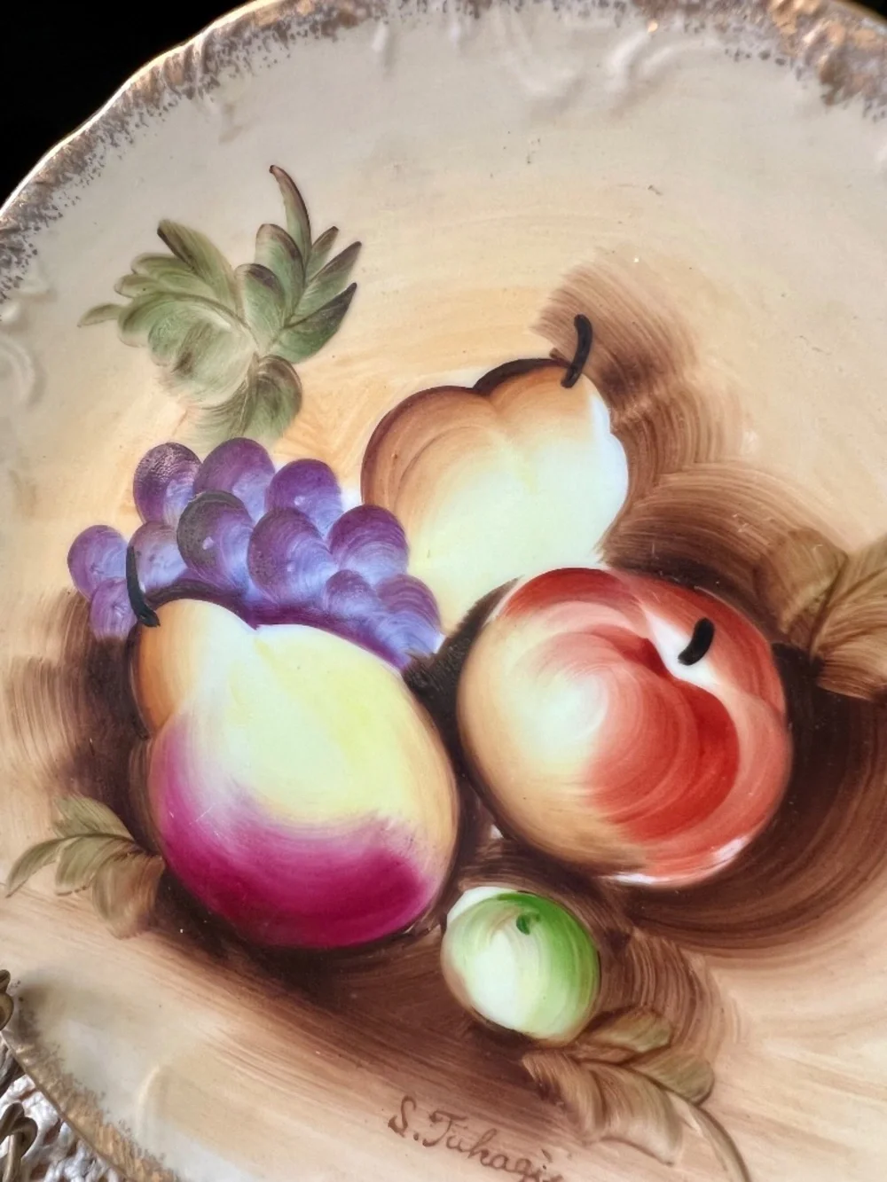 Hand Painted S.Takagi Japan Wall Decor Plate Still Life Fruit Art Warm Tones 8